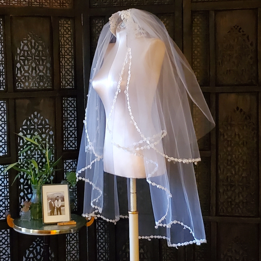 3 Layer wedding Veil Vintage (white)